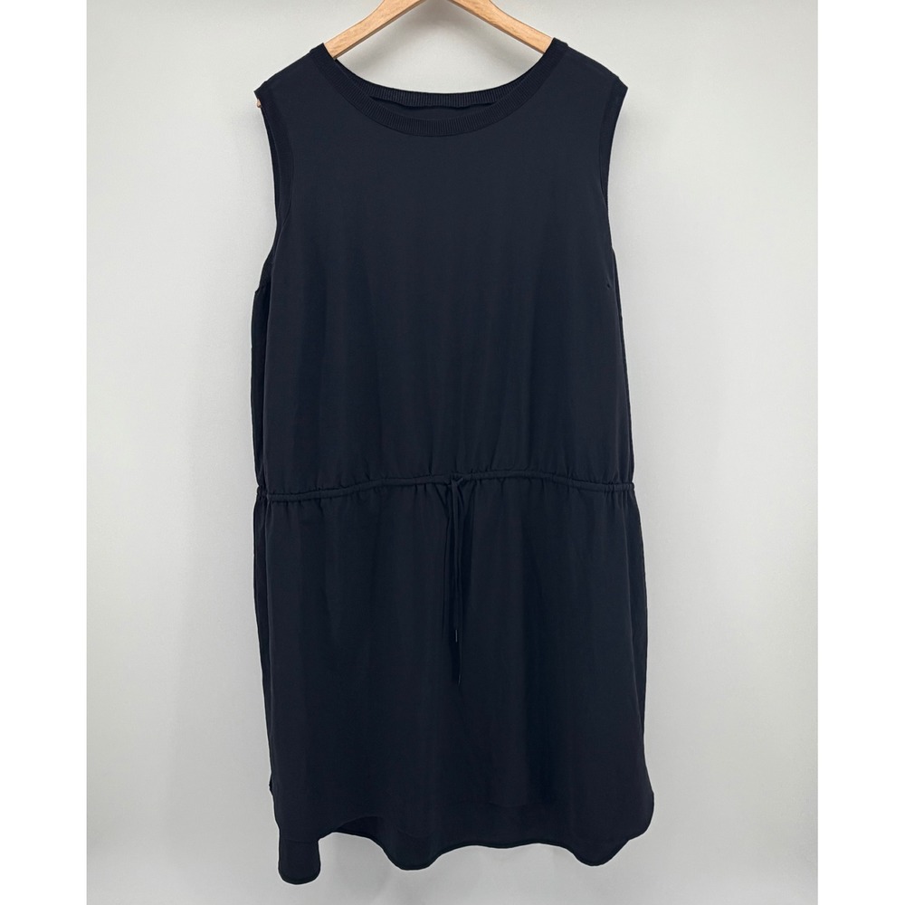 Athleta Dress Womens 3X Black Sleeveless Drawstring Waist Ribbed Neck Sporty PK